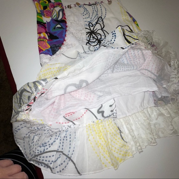 Forla Paris Mixed Media Sleeveless Dress Lace Abalone Shell Cotton Sz S - Picture 10 of 17